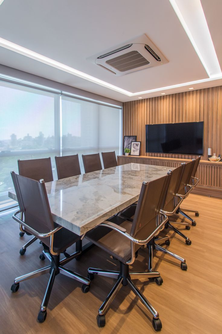 Modern Corporate Meeting Room with Integrated Video Conferencing Array #33